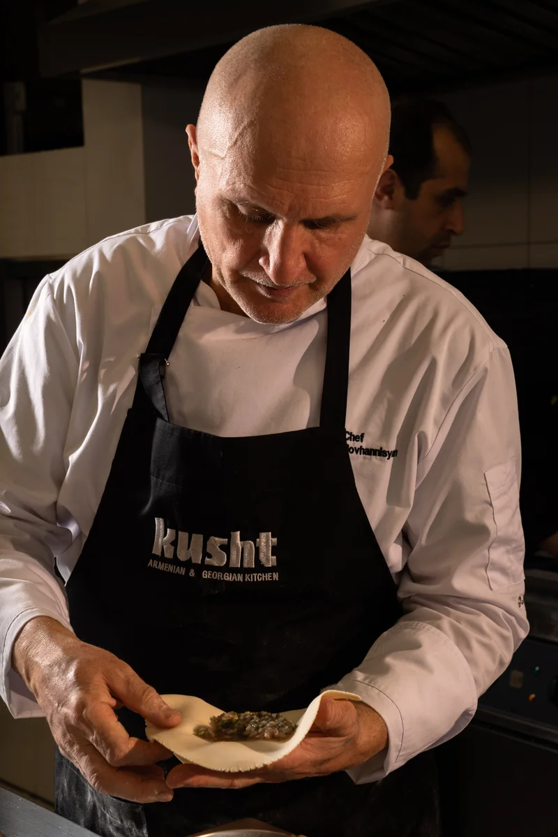 Chef Samvel Hovhannisyan making khinkali