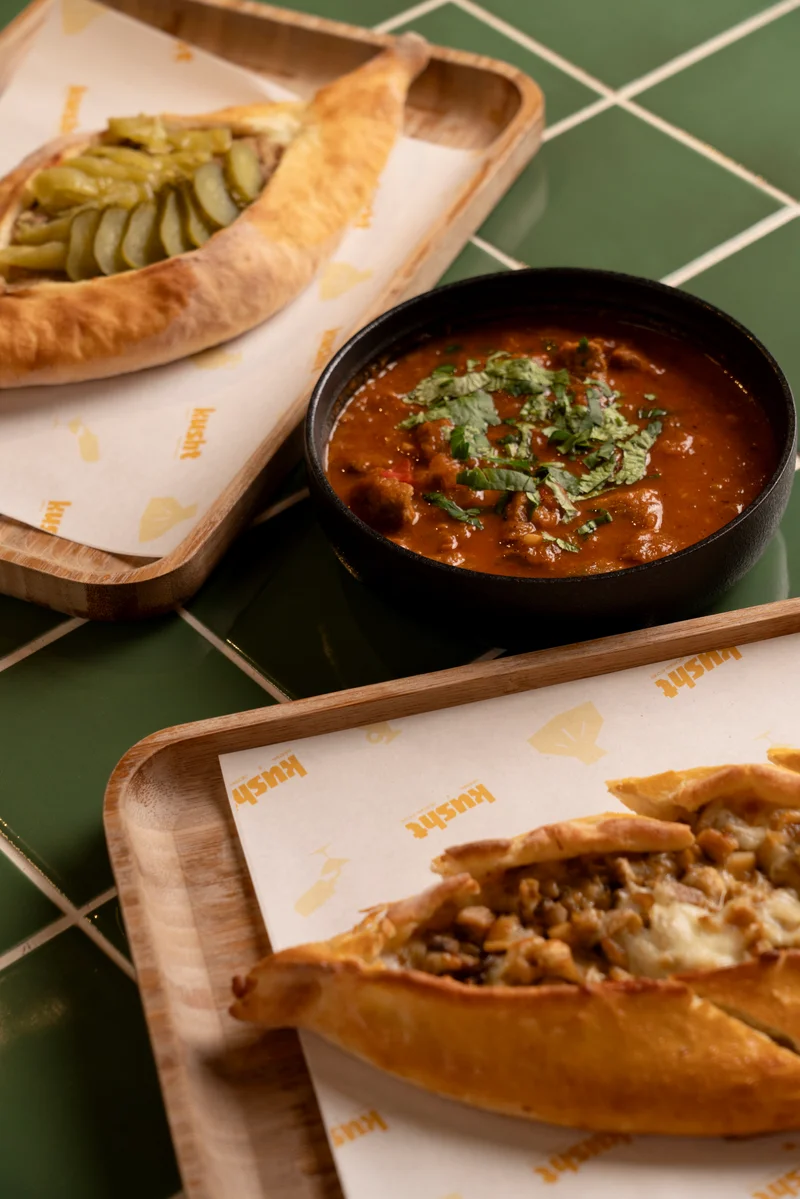 Pide, kharcho and khachapuri on our green tiles